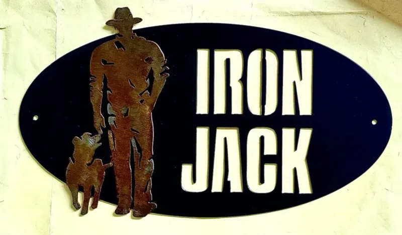 Iron Jack (rusted steel horse overlay) metal sign by Rock DeSigns