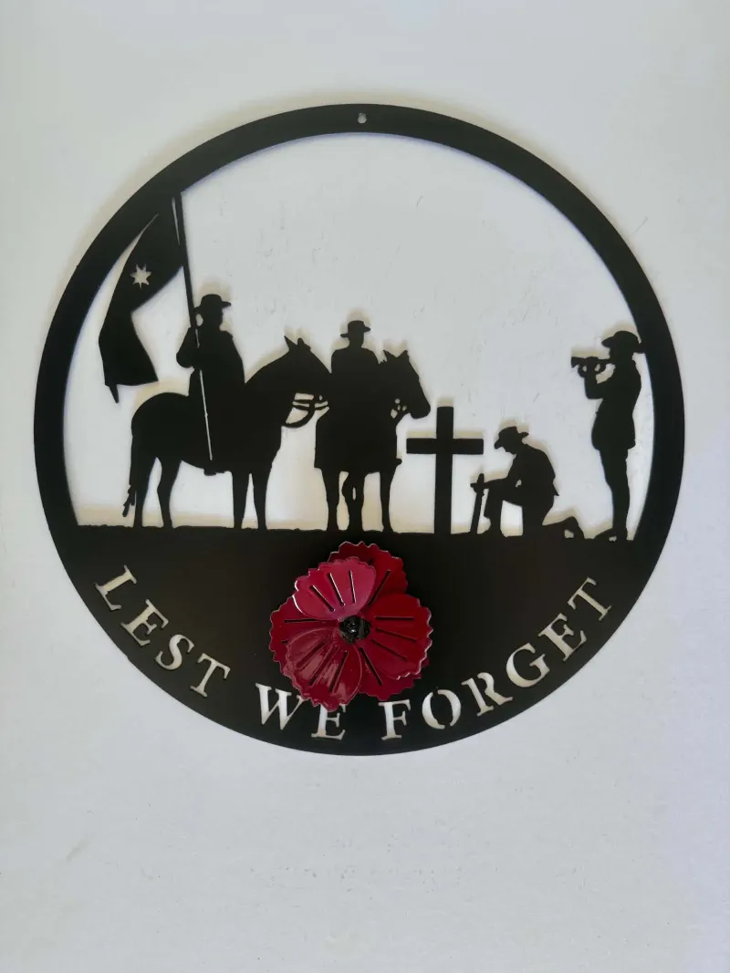 ANZAC Lest We Forget (Light Horse) metal sign by Rock DeSigns