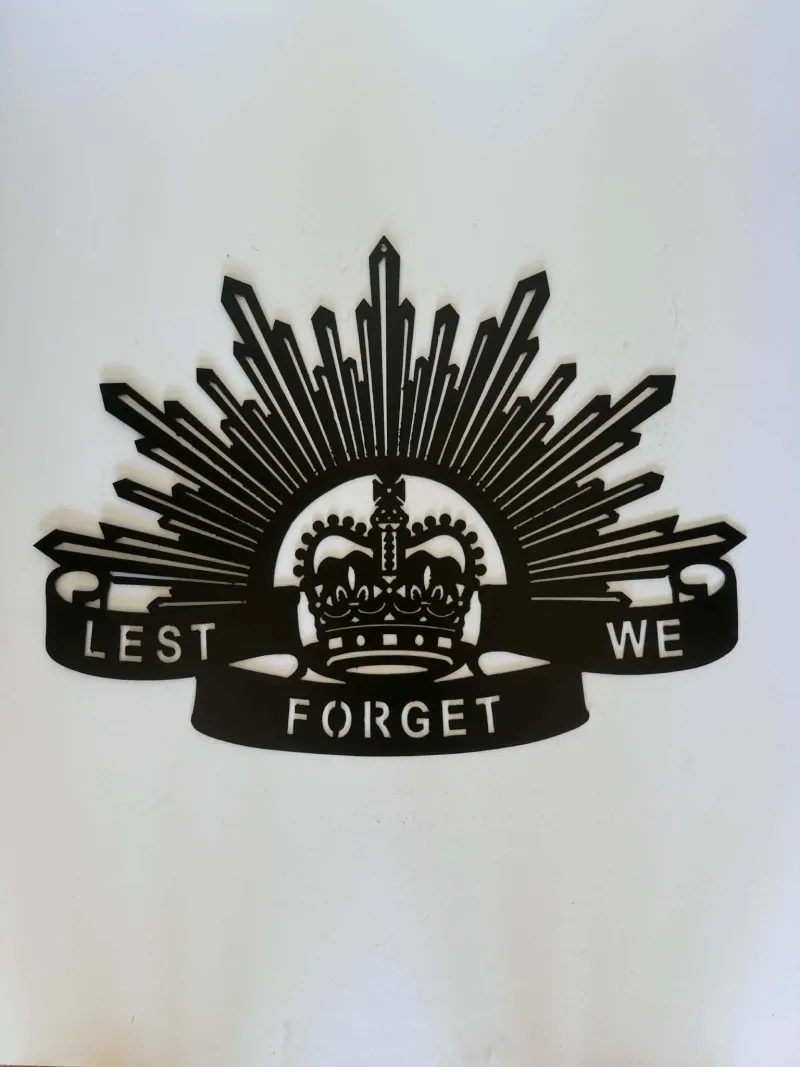 ANZAC Rising Sun - Lest We Forget metal sign by Rock DeSigns