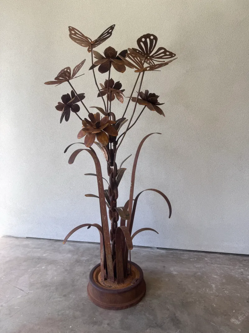 Butterflies and Flowers on Chain garden sculpture