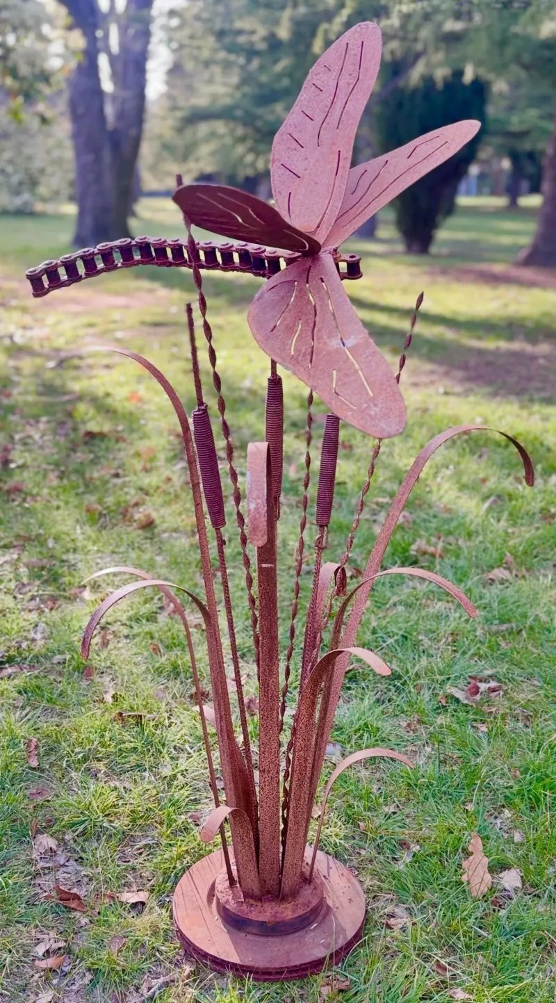 Dragonfly and Bull Rushes garden sculpture