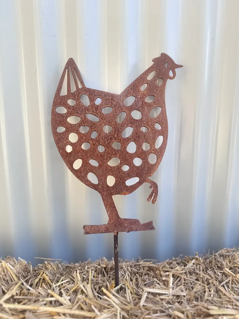 Chook 1 Large Australian Corten steel garden stake by Rock DeSigns