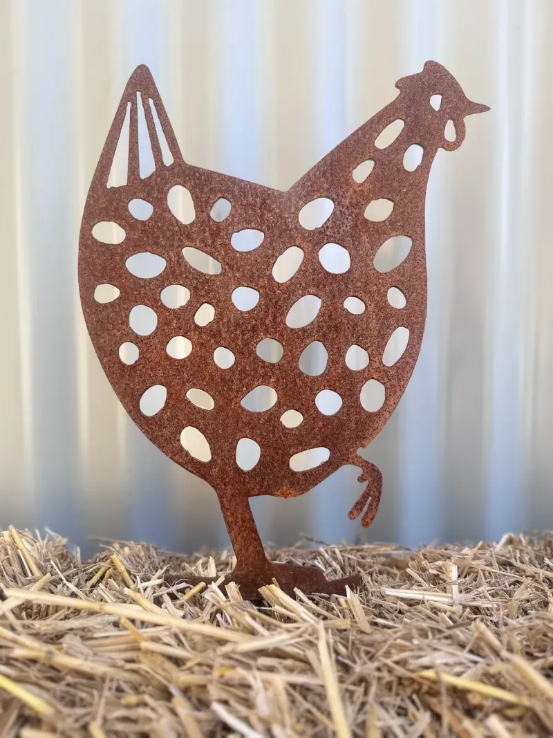 Chook 1 Small Australian Corten steel garden stake by Rock DeSigns