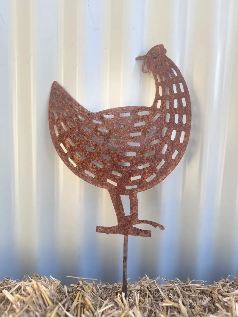 Chook 3 Large Australian Corten steel garden stake by Rock DeSigns