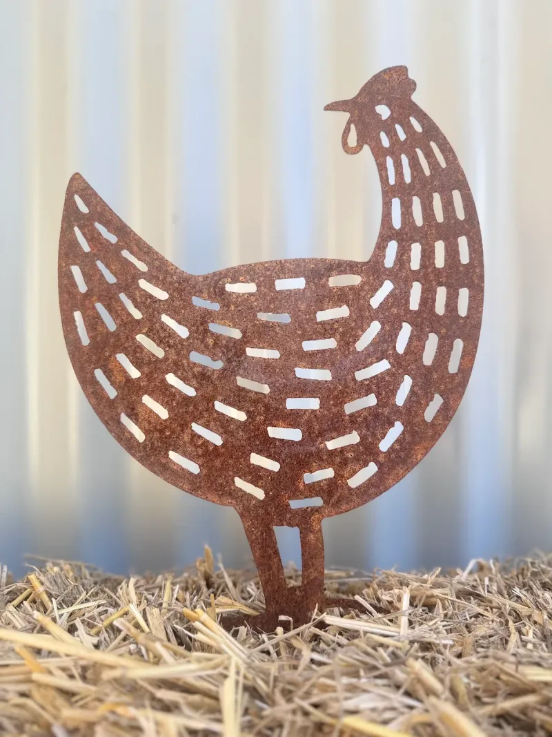 Chook 3 Small Australian Corten steel garden stake by Rock DeSigns