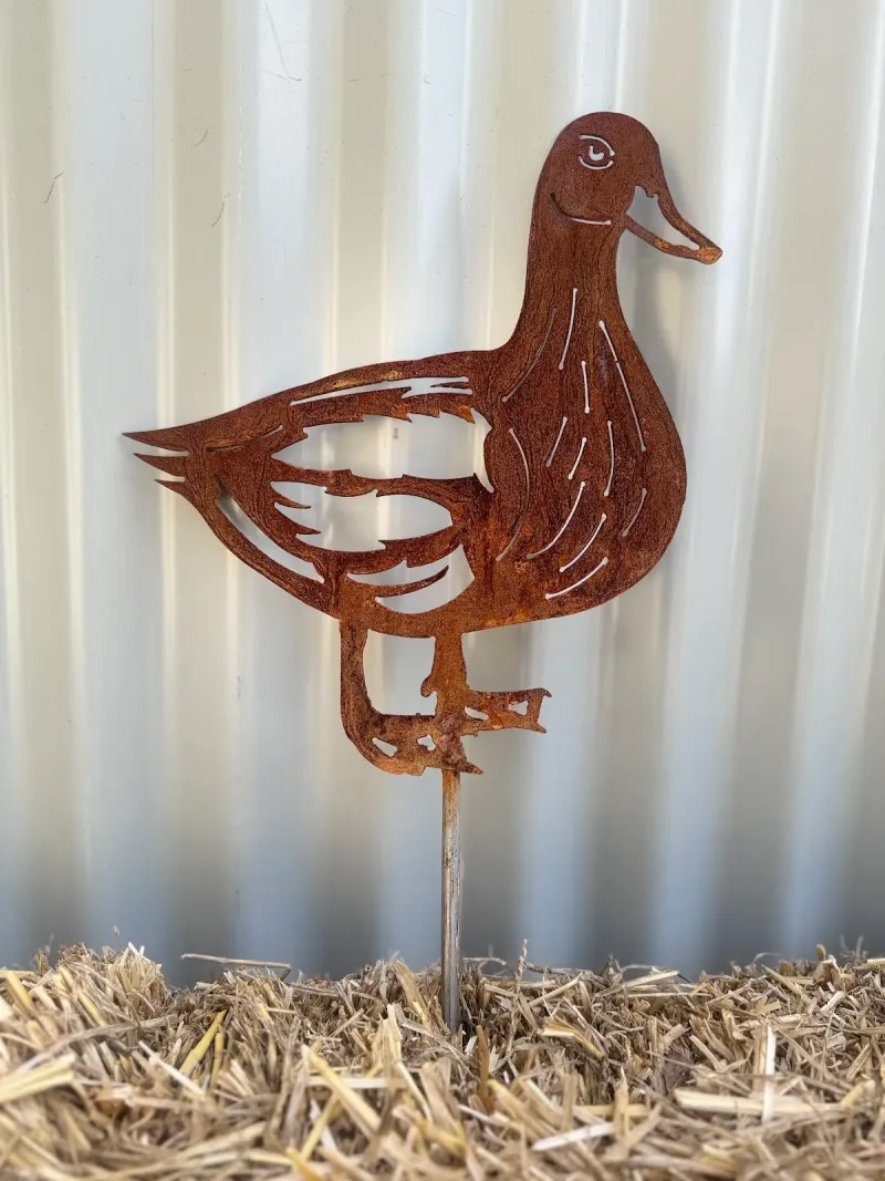Duck Australian Corten steel garden stake by Rock DeSigns