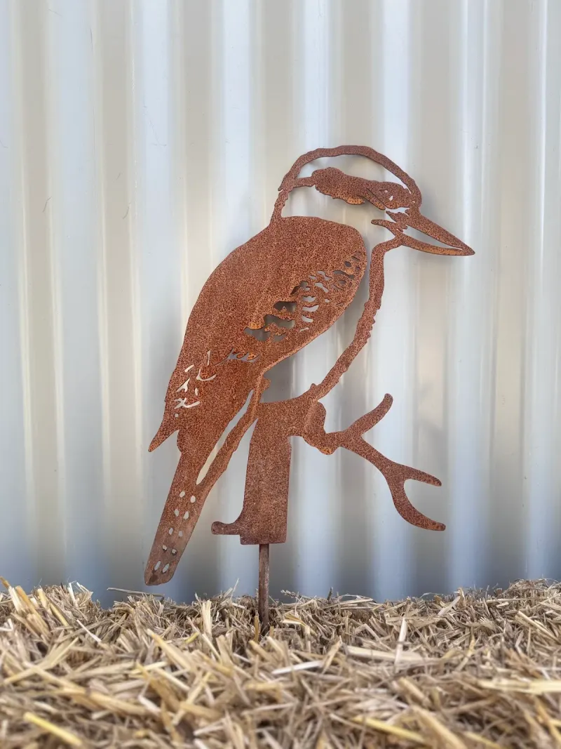 Kookaburra Australian Corten steel garden stake by Rock DeSigns
