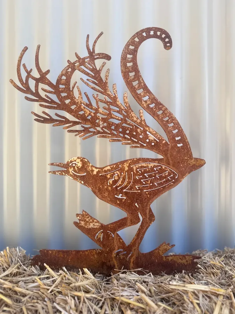 Lyrebird Australian Corten steel garden stake by Rock DeSigns