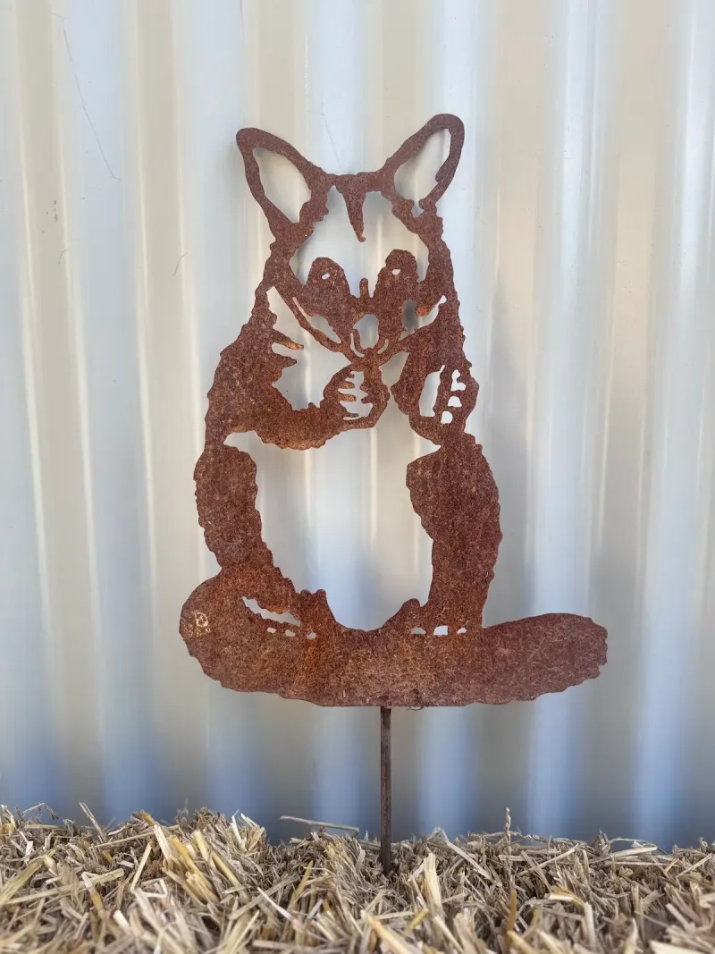Possum Australian Corten steel garden stake by Rock DeSigns