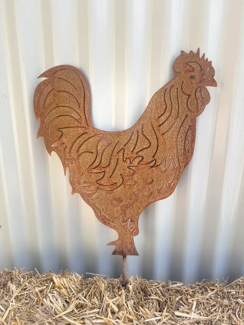 Rooster Large Australian Corten steel garden stake by Rock DeSigns