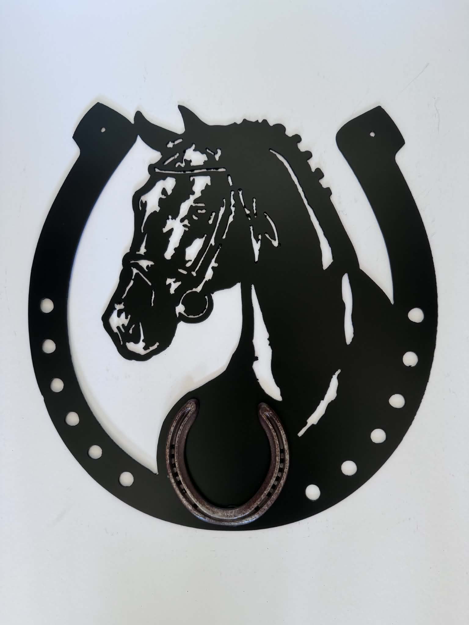 Horse with Horseshoe metal sign by Rock DeSigns