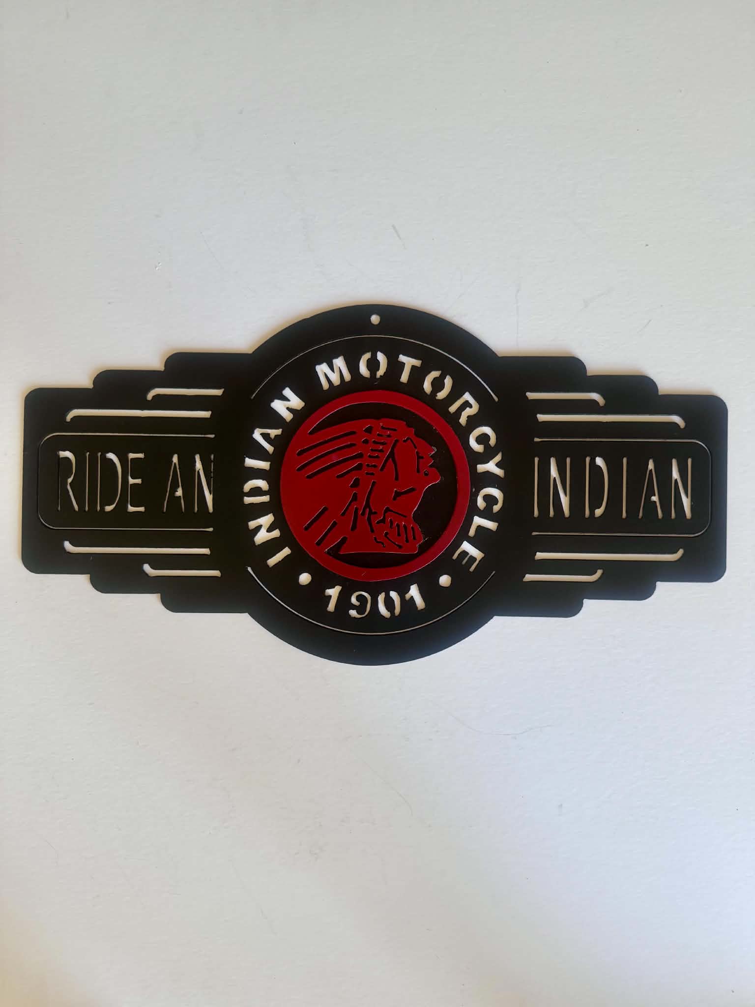 Indian Wall - Ride an Indian metal sign by Rock DeSigns