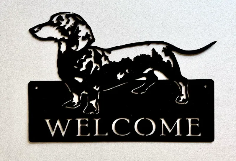 Dachshund Short Hair Welcome metal sign by Rock DeSigns