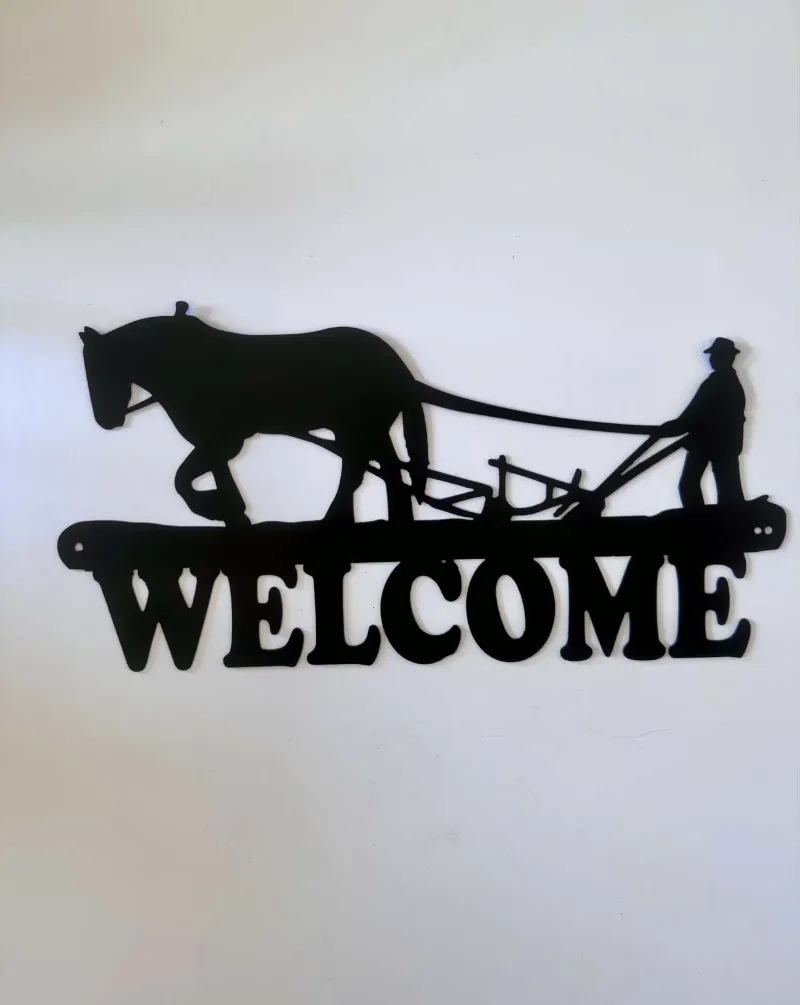 Horse and plough metal sign by Rock DeSigns