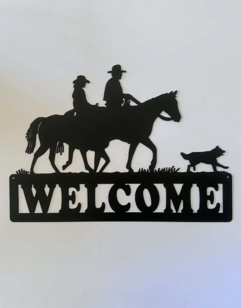 Horse Riders/Dog metal sign by Rock DeSigns
