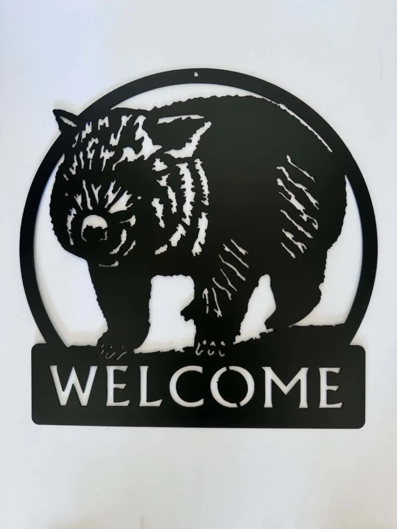 Wombat Welcome metal sign by Rock DeSigns