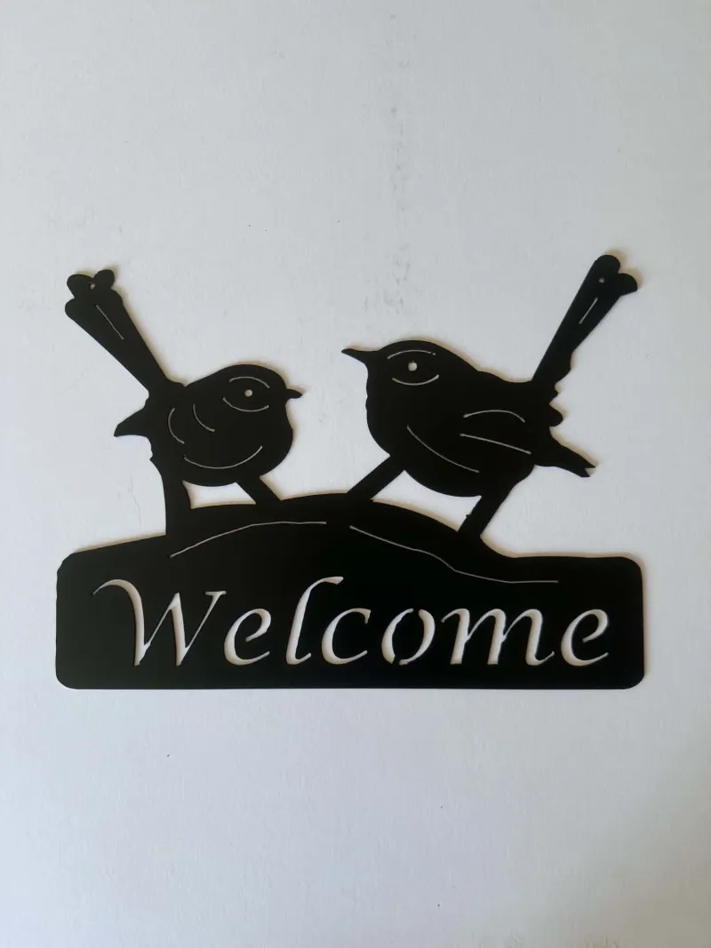 Wrens Welcome (2) metal sign by Rock DeSigns