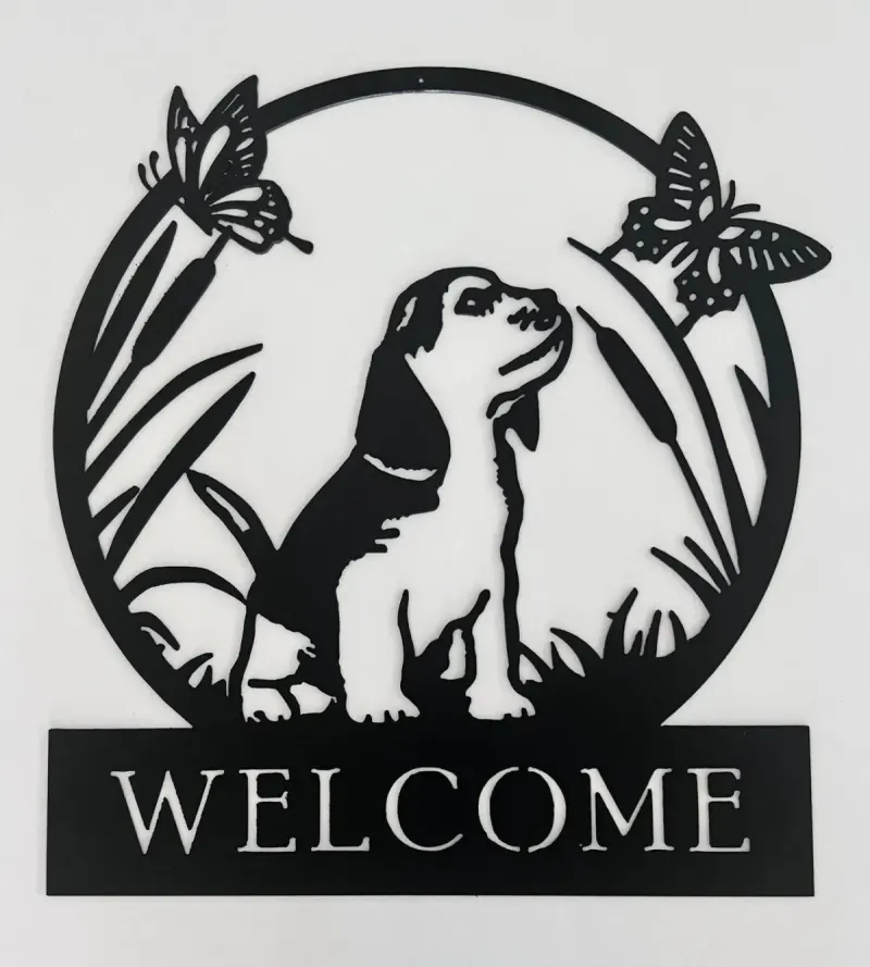 Puppy & Butterfly metal sign by Rock DeSigns